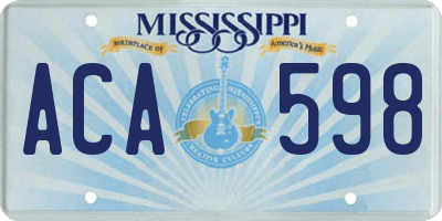 MS license plate ACA598