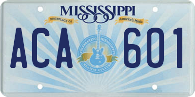 MS license plate ACA601