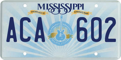 MS license plate ACA602