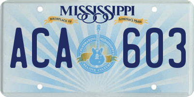MS license plate ACA603
