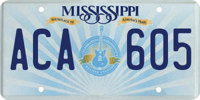 MS license plate ACA605