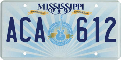 MS license plate ACA612