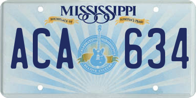 MS license plate ACA634