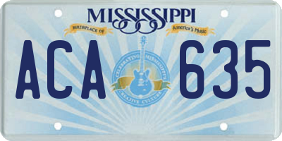 MS license plate ACA635