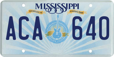 MS license plate ACA640