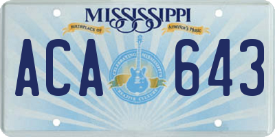 MS license plate ACA643