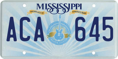 MS license plate ACA645