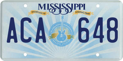MS license plate ACA648