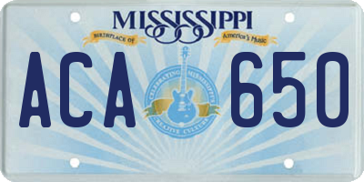 MS license plate ACA650