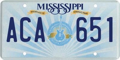 MS license plate ACA651