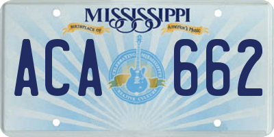 MS license plate ACA662