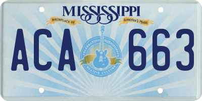 MS license plate ACA663