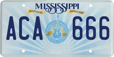 MS license plate ACA666