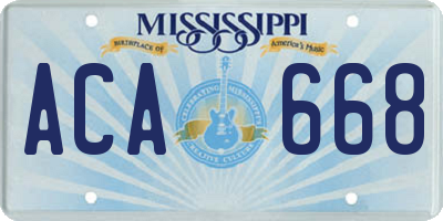 MS license plate ACA668