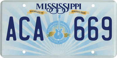MS license plate ACA669