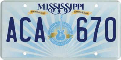 MS license plate ACA670