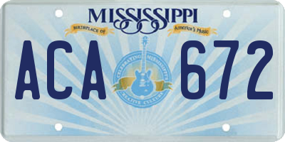 MS license plate ACA672