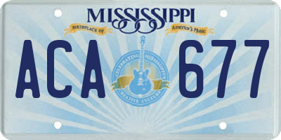 MS license plate ACA677