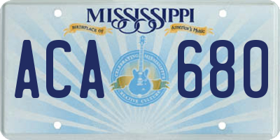 MS license plate ACA680