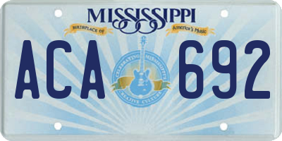 MS license plate ACA692