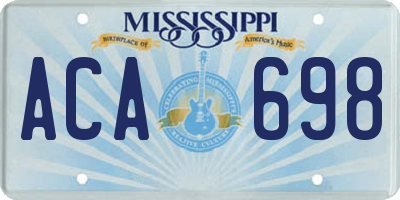 MS license plate ACA698