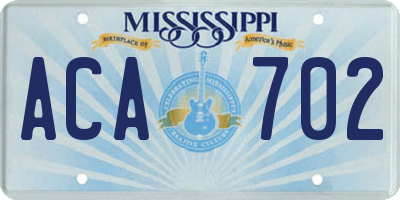 MS license plate ACA702