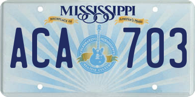 MS license plate ACA703