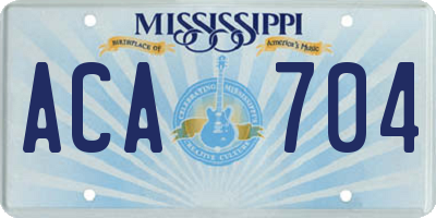 MS license plate ACA704