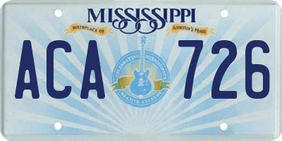 MS license plate ACA726