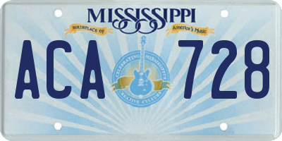 MS license plate ACA728