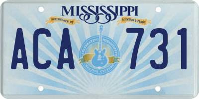 MS license plate ACA731