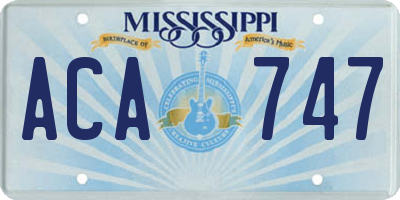 MS license plate ACA747