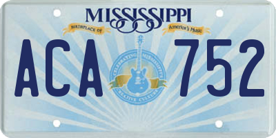 MS license plate ACA752
