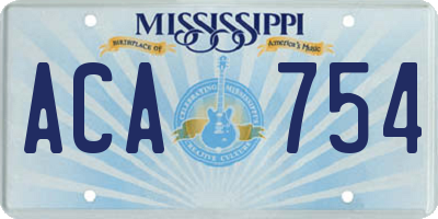 MS license plate ACA754