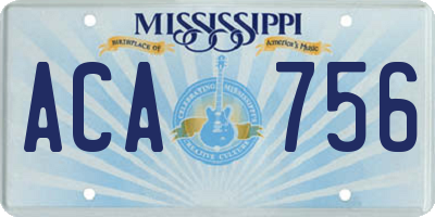MS license plate ACA756
