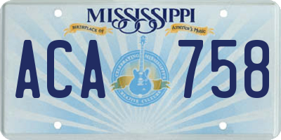 MS license plate ACA758