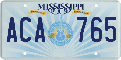 MS license plate ACA765