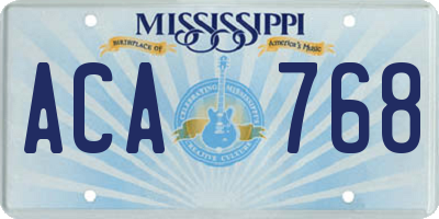 MS license plate ACA768