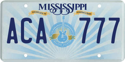 MS license plate ACA777