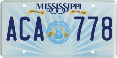 MS license plate ACA778