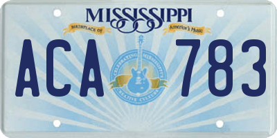MS license plate ACA783