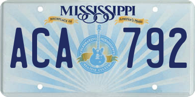 MS license plate ACA792