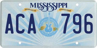 MS license plate ACA796