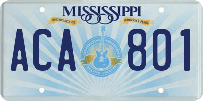 MS license plate ACA801