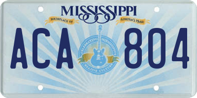 MS license plate ACA804