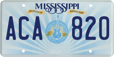MS license plate ACA820