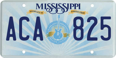 MS license plate ACA825