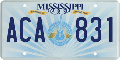 MS license plate ACA831
