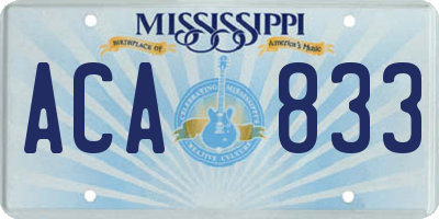 MS license plate ACA833