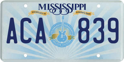 MS license plate ACA839